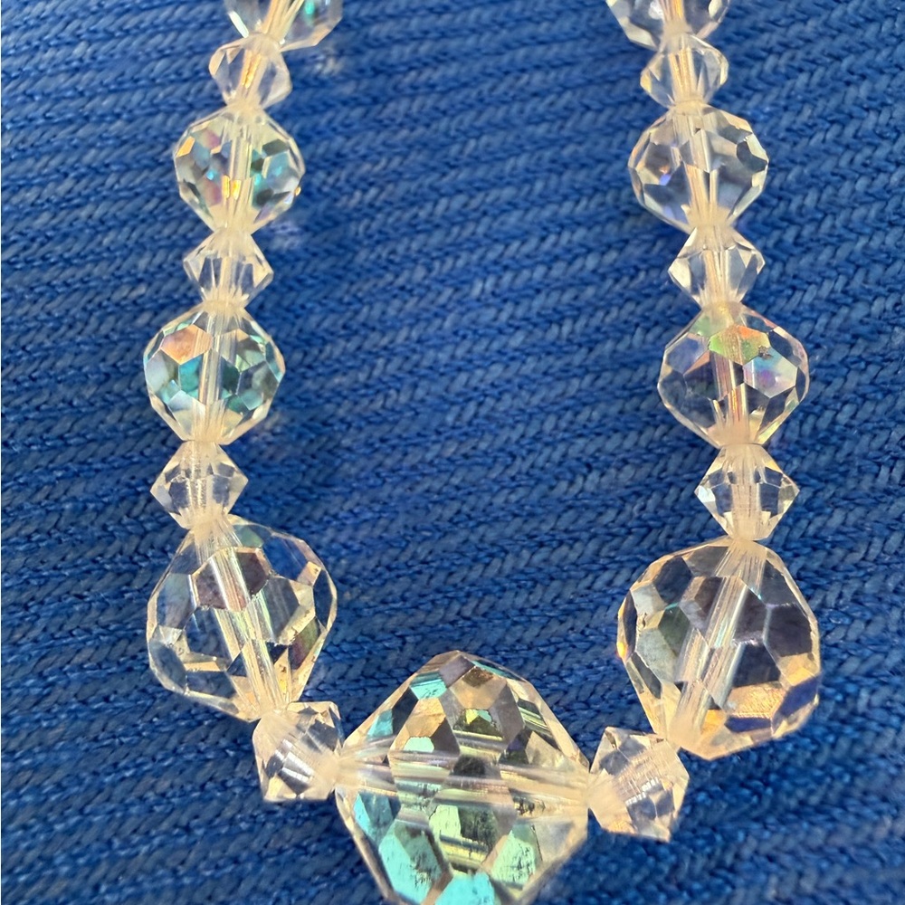 Beautiful Vintage Aurora Borealis Crystal Beaded Choker Necklace